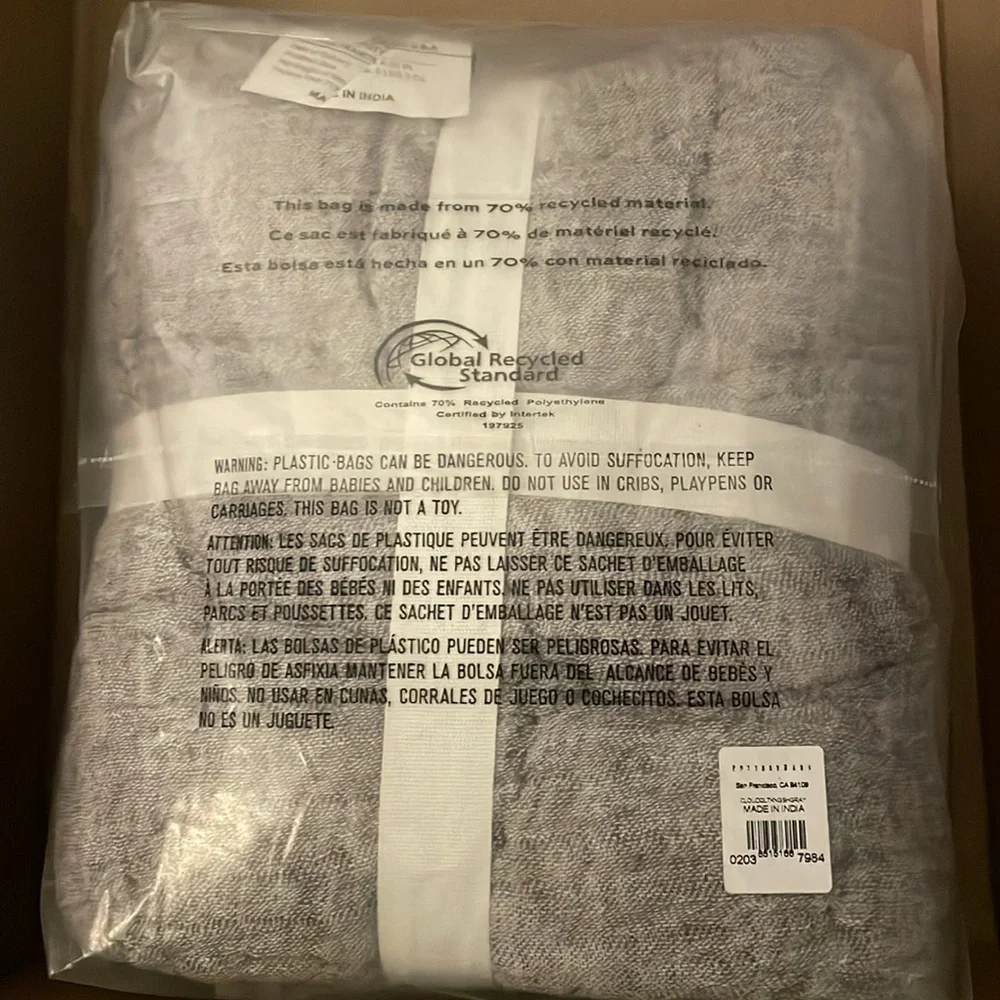 Pottery Barn Cloud Quilted King Sham in Gray